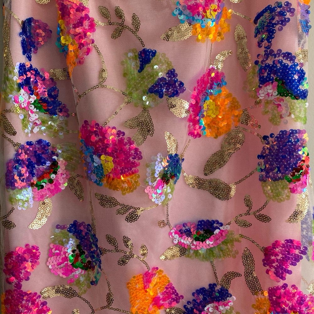 Pink Floral Sequin Slip Dress - Picture 8 of 11